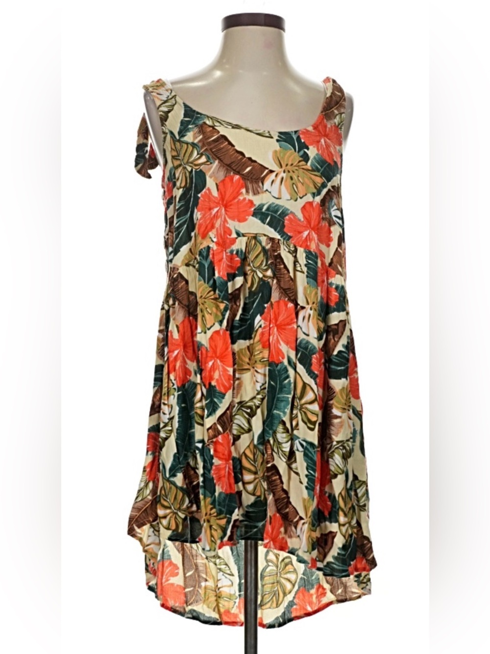 Rip Curl Coral & Green Tropical High-Low Skirt